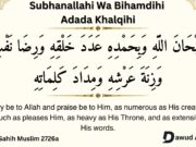Subhanallahi Wa Bihamdihi Adada Khalqihi in Arabic & English with meaning & benefits Subhanallahi Wa Bihamdihi Adada Khalqihi